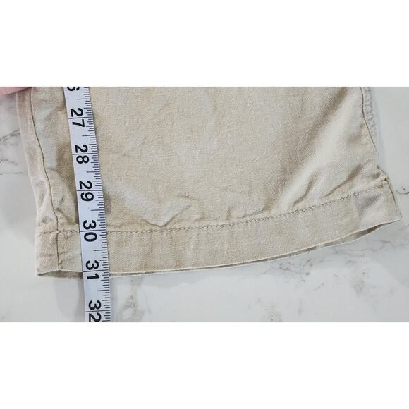 So Women's Linen Beige Baggy Pull On Elastic Waist Pants Size Large - Picture 6 of 6